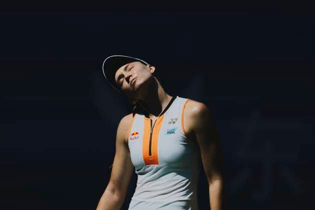 WUHAN, CHINA - OCTOBER 10: Elena Rybakina of Kazakhstan reacts in the Women s Singles Quarterfinal match against Aryna Sabalenka on day 7 of 2025 Wuhan Open at Optics Valley International Tennis Center on October 10, 2025 in Wuhan, Hubei Province of China.  Copyright: xVCGx 111596355474
