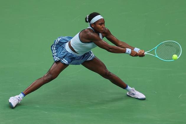 WUHAN, CHINA - OCTOBER 10: Coco Gauff of the United States competes in the Women s Singles Quarterfinal match against Laura Siegemund of Germany on day 7 of 2025 Wuhan Open at Optics Valley International Tennis Center on October 10, 2025 in Wuhan, Hubei Province of China.  Copyright: xVCGx 111596359902