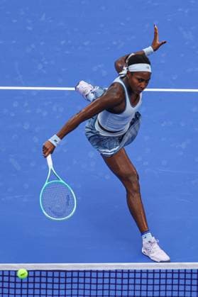WUHAN, CHINA - OCTOBER 10: Coco Gauff of the United States competes in the Women s Singles Quarterfinal match against Laura Siegemund of Germany on day 7 of 2025 Wuhan Open at Optics Valley International Tennis Center on October 10, 2025 in Wuhan, Hubei Province of China.  Copyright: xVCGx 111596359905