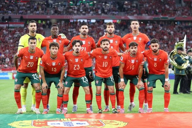 SQUADRA, team group, Mannschaftsbild, Totale Line up, Portogallo, Qualificazioni Mondiali, World Cup Qualifying, 2025-26, Hungary vs Portugal 2-3, 09-09-2025, Posa QUALIFICAZIONI MONDIALI 2026 UNGHERIA-PORTOGALLO 2-3