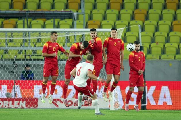 KATOWICE 10.10.2025 MECZ ELIMINACJE MLODZIEZOWYCH MISTRZOSTW EUROPY U21, U 21 GRUPA E: POLSKA - CZARNOGORA --- UEFA EUROPEAN UNDER-21 CHAMPIONSHIP 2027 QUALIFYING ROUND FOOTBALL GROUP E MATCH: POLAND - MONTENEGRO DRAGAN MIRANOVIC VLADIMIR PERISIC ANTONI KOZUBAL LAZAR KNEZEVIC STEFAN MALENTIJEVIC NIKOLA VUKOVIC FOT. PIOTR KUCZA FOTOPYK NEWSPIX.PL --- newspix.pl POLAND OUT! 