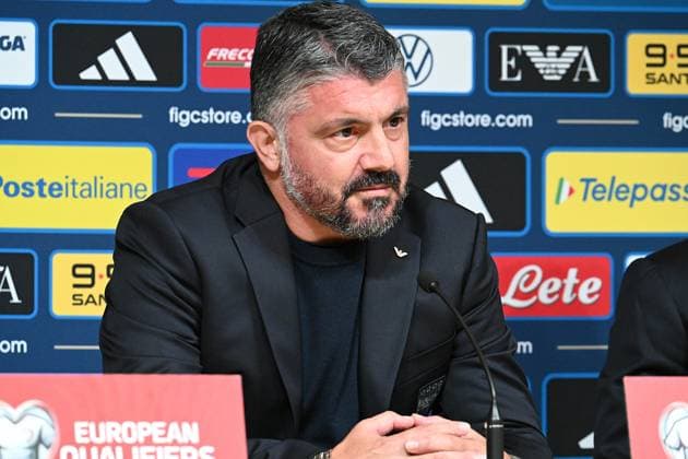 Gennaro Gattuso (Head coach Italy) press conference, PK, Pressekonferenz match day-1 during Team Estonia - Press Conference, FIFA World Cup, WM, Weltmeisterschaft, Fussball match in Tallin, Estonia, October 10 2025  Copyright: xPasqualexGolia IPAxSportx xipa-agency.netx xx IPA_66395371 IPA_Agency_IPA66395371