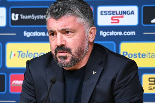 Gennaro Gattuso (Head coach Italy) press conference, PK, Pressekonferenz match day-1 during Team Estonia - Press Conference, FIFA World Cup, WM, Weltmeisterschaft, Fussball match in Tallin, Estonia, October 10 2025  Copyright: xPasqualexGolia IPAxSportx xipa-agency.netx xx IPA_66395433 IPA_Agency_IPA66395433
