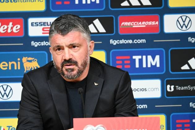 Gennaro Gattuso (Head coach Italy) press conference, PK, Pressekonferenz match day-1 during Team Estonia - Press Conference, FIFA World Cup, WM, Weltmeisterschaft, Fussball match in Tallin, Estonia, October 10 2025  Copyright: xPasqualexGolia IPAxSportx xipa-agency.netx xx IPA_66395469 IPA_Agency_IPA66395469