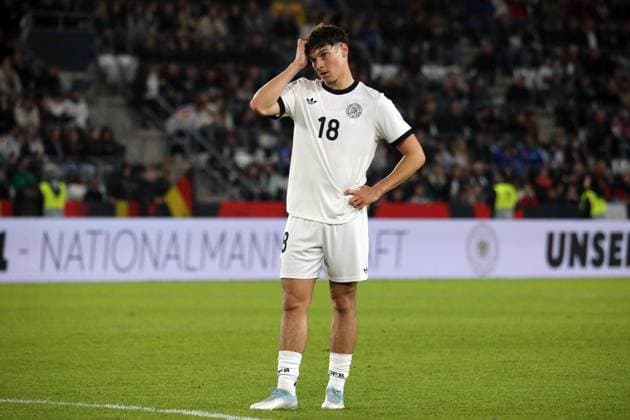 10 10 2025, xmohx, Football U 21 European Championship Qualification, Germany Greece v l Mert Kömür German Football National Team DFB U21 Disappointed, sad, frustrated DFL DFB REGULATIONS PROHIBIT ANY USE OF PHOTOGRAPHS as IMAGE SEQUENCES and or QUASI VIDEO Jena