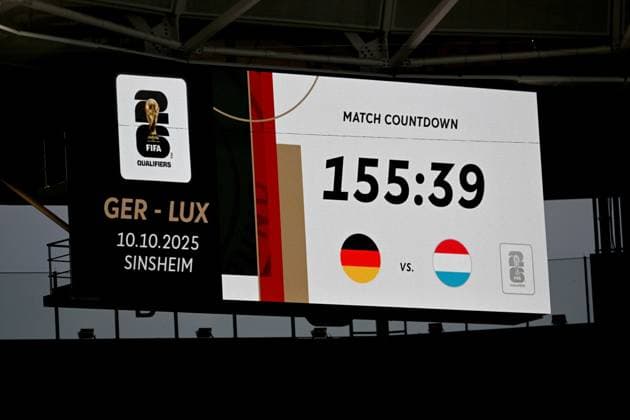 10 10 2025, xsltx, Soccer World Cup Qualification 2026, Germany Luxembourg v l Symbolbild Anzeigetafel DFL DFB REGULATIONS PROHIBIT ANY USE OF PHOTOGRAPHS as IMAGE SEQUENCES and or QUASI VIDEO Sinsheim