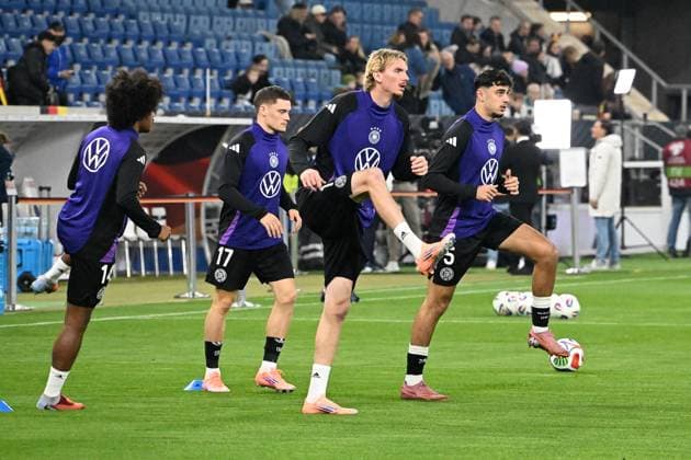10 10 2025, xsltx, Football World Cup Qualification 2026, Germany Luxembourg v l Warmup warm up Warm up before the match Karim Adeyemi German National Football Team DFB Florian Wirtz German National Football Team DFB Nick Woltermade German National Football Team DFB Aleksandar Pavlovic German National Football Team DFB DFL DFB REGULATIONS PROHIBIT ANY USE OF PHOTOGRAPHS as IMAGE SEQUENCES and or QUASI VIDEO Sinsheim