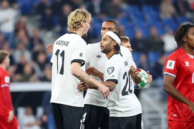 Nick Woltemade 11 Germany , Serge Gnabry 20 Germany after the goal, Germany vs. Luxembourg, Soccer, World Cup Qualification, 10 10 2025 Sinsheim Baden Wuerttemberg Germany Copyright: xkolbert-press ChristianxKolbertx