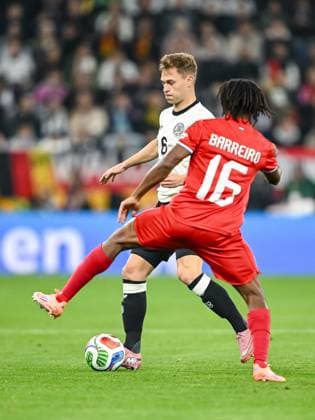 Joshua Kimmich (Germany) und Leandro Barreiro (Luxembourg) battle for the ball during the FIFA World Cup, WM, Weltmeisterschaft, Fussball 2026 qualifier match between Germany and Luxembourg at PreZero-Arena on October 10, 2025 in Sinsheim, Germany. (Photo by Harry Langer DeFodi Images) Joshua Kimmich Germany and Leandro Barreiro Luxembourg battle for the ball during the FIFA World Cup 2026 qualifier match between Germany and Luxembourg at PreZero Arena on October 10, 2025 in Sinsheim, Germany Photo by Harry Langer DeFodi Images