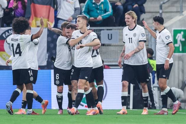 Soccer World Cup Qualification Germany Luxembourg on 10 10 2025 at the PreZero Arena in Sinsheim Goal celebration to 1 0 by David Raum Germany DFB regulations prohibit any use of photographs as image sequences and or quasi video xJRx