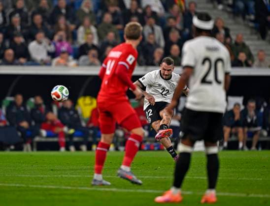 10 10 2025, Football World Cup Qualification Europe 2025 26, Matchday 7, Germany Luxembourg, in the PreZero Arena Sinsheim David Raum Germany scores 1 0