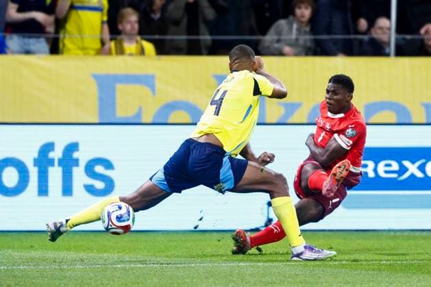 STOCKHOLM, SWEDEN 20251010 Switzerland s Breel Embolo misses a shot on goal during Friday s World Cup qualifying soccer match between Sweden and Switzerland at Strawberry Arena, October 10, 2025 in Stockholm, Sweden STOCKHOLM SWEDEN x60160x  Copyright: xStefanxJerrevang TTx WORLD CUP QUALIFYING SWEDEN-SWITZERLAND