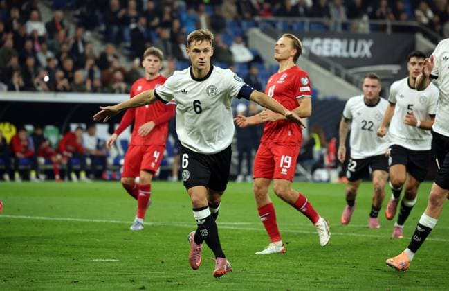 10 10 25 Germany Luxembourg Germany, Sinsheim, 10 10 2025, Football, World Cup Qualification, Germany Luxembourg Joshua Kimmich Germany cheer goal penalty 2 0 Kimmich