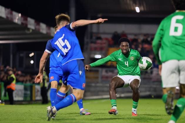 2027 UEFA Under 21 European Championship, EM, Europameisterschaft Qualifier, Turner™s Cross, Cork 10 10 2025 Republic of Ireland vs Slovakia Ireland s James Abankwah James Abankwah 10 10 2025  Copyright: x INPHO BryanxKeanex 0S2A4716 copy