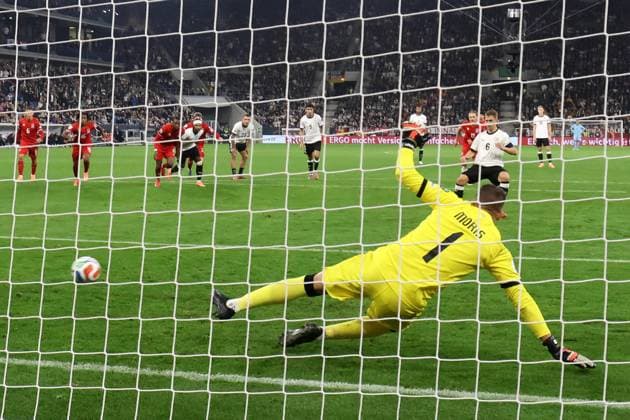 Sinsheim, Pre Zero Arena, 10 10 25, GER, Men, Qualification World Cup 2026, Germany Luxembourg Picture Joshua KIMMICH Germany makes the goal 2 0 UEFA regulations prohibit any use of photographs as image sequences and or quasi video Baden Wuerttemberg Germany