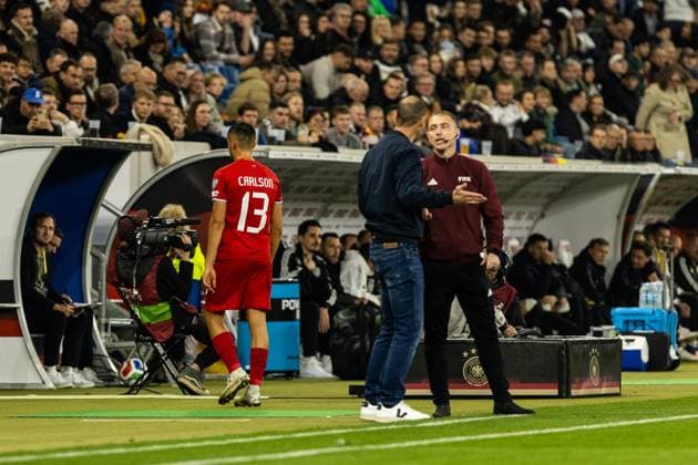 WM-Qualifikation Europa: Deutschland - Luxemburg; 10.10.2025 Dirk Carlson (Luxemburg, 13) verlässt Spielfeld nachdem er rote karte bekommen hat. WM-Qualifikation Europa: Deutschland - Luxemburg; PreZero-Arena, Sinsheim; 10.10.2025 DFB regulations prohibit any use of photographs as image sequences and or quasi video. Copyright: xBEAUTIFULxSPORTS Buriakovx