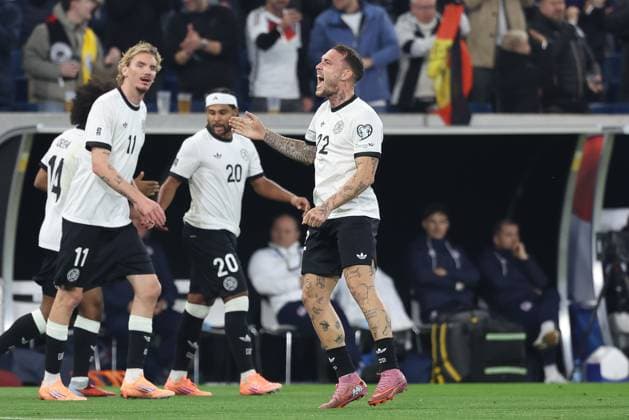 Goal celebration by David Raum 22 Germany to 1 0, Germany vs. Luxembourg, Soccer, World Cup Qualification, 10 10 2025 Sinsheim Baden Wuerttemberg Germany Copyright: xkolbert-press ChristianxKolbertx