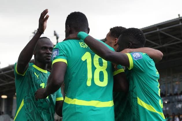 South Sudan v Senegal - 2026 FIFA World Cup, WM, Weltmeisterschaft, Fussball Qualifiers JUBA, SOUTH SUDAN - OCTOBER 10: Players of Senegal celebrate a goal during the 2026 FIFA World Cup qualifier between South Sudan and Senegal at the National Stadium in Juba, the capital of South Sudan, on October 10, 2025. Lino Ginaba Anadolu Juba South Sudan. Editorial use only. Please get in touch for any other usage.  Copyright: x2025xAnadoluxLinoxGinabax