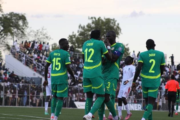 South Sudan v Senegal - 2026 FIFA World Cup, WM, Weltmeisterschaft, Fussball Qualifiers JUBA, SOUTH SUDAN - OCTOBER 10: Players of Senegal celebrate a goal during the 2026 FIFA World Cup qualifier between South Sudan and Senegal at the National Stadium in Juba, the capital of South Sudan, on October 10, 2025. Lino Ginaba Anadolu Juba South Sudan. Editorial use only. Please get in touch for any other usage.  Copyright: x2025xAnadoluxLinoxGinabax