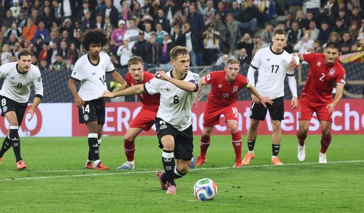 Sinsheim , Football international World Cup qualifier Europe , Germany v Luxembourg , Joshua Kimmich GER converts a penalty to make it 2-0