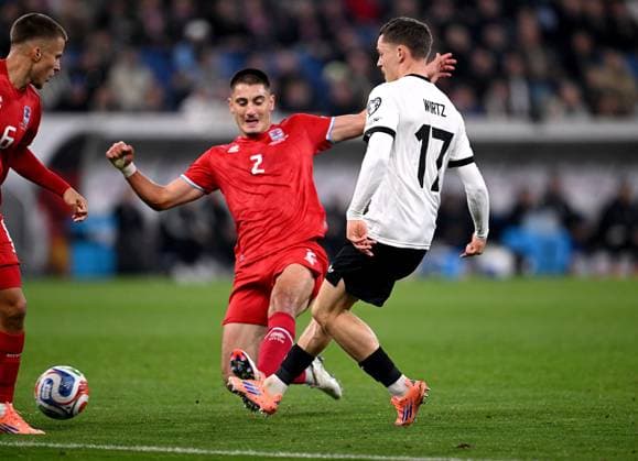 Football International Qualification World Cup 2026 in Sinsheim Group A 3 Matchday Germany Luxenburg 10 10 2025 Seid Korac left, Luxenburg against Florian Wirtz right, Germany is injured here