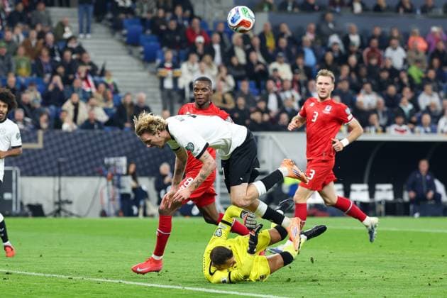 Nick Woltemade 11 Germany fails against Anthony Moris 1 Luxembourg , Germany vs Luxembourg, Football, World Cup Qualification, 10 10 2025 Sinsheim Baden Wuerttemberg Germany Copyright: xkolbert-press ChristianxKolbertx