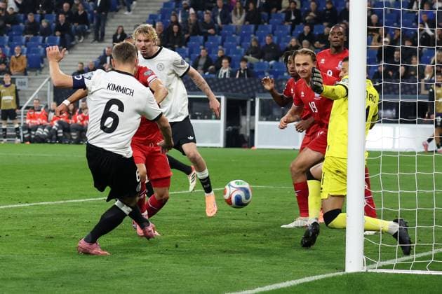 Sinsheim, Pre Zero Arena, 10 10 25, GER, Men, Qualification World Cup 2026, Germany Luxembourg Picture Joshua KIMMICH Germany makes the goal 4 0 UEFA regulations prohibit any use of photographs as image sequences and or quasi video Baden Wuerttemberg Germany