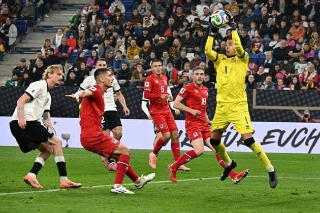10 10 2025, xsltx, Football World Cup Qualification 2026, Germany Luxembourg v l Anthony Moris Luxembourg DFL DFB REGULATIONS PROHIBIT ANY USE OF PHOTOGRAPHS as IMAGE SEQUENCES and or QUASI VIDEO Sinsheim