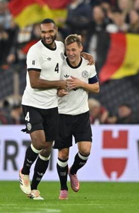 GOAL for 4 0 Joshua Kimmich GER 06 Goal celebration Jonathan Tah GER 04 DFB Laenderspiel Germany GER vs Luxembourg LUX World Cup Qualifiers European Qualifiers 10 10 2025 DFL REGULATIONS PROHIBIT ANY USE OF PHOTOGRAPHS AS IMAGE SEQUENCES AND OR QUASI VIDEO DFB Laenderspiel Germany GER vs Luxembourg LUX