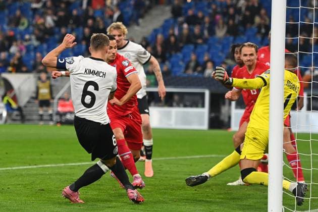 Goal Joshua KIMMICH GER for 4 0, ,Action, Soccer international, World Cup Qualification Group A Matchday 03, Germany GER Luxembourg LU on 10 10 2025, PreZero Arena Sinsheim