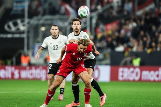 Sport, Football, UEFA European Qualifiers World Cup Qualifiers Europe Group A 7 Matchday Germany Luxembourg 10 10 2025, PreZero Arena Mathias Olesen Luxembourg, 19 Leon Goretzka Germany, 8 Sinsheim PreZero Arena Baden Württemberg Germany