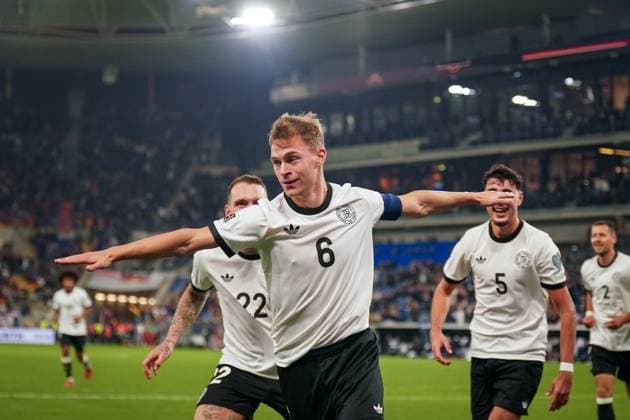 Soccer FIFA World Cup Qualification Europe 2025 26, 7 Matchday Germany vs. Luxembourg PreZero Arena Sinsheim Goal and goal celebration to 4 0 by Joshua Kimmich Germany, 6 Joy, emotions, jubilation Sinsheim Baden Württemberg Germany Copyright: xJOERANxSTEINSIEKx