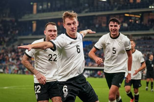 Soccer FIFA World Cup Qualification Europe 2025 26, 7 Matchday Germany vs. Luxembourg PreZero Arena Sinsheim Goal and goal celebration to 4 0 by Joshua Kimmich Germany, 6 Joy, emotions, jubilation Sinsheim Baden Württemberg Germany Copyright: xJOERANxSTEINSIEKx