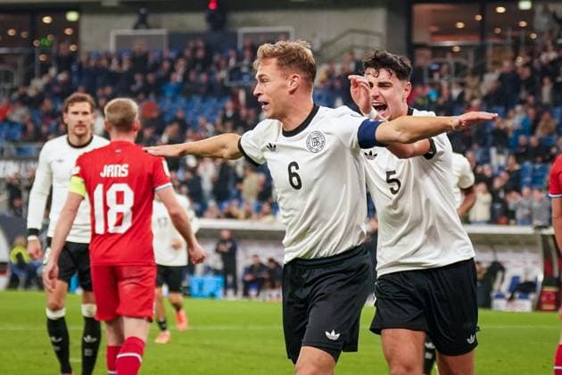 Soccer FIFA World Cup Qualification Europe 2025 26, 7 Matchday Germany vs. Luxembourg PreZero Arena Sinsheim Goal and goal celebration to 4 0 by Joshua Kimmich Germany, 6 Joy, emotions, jubilation Sinsheim Baden Württemberg Germany Copyright: xJOERANxSTEINSIEKx
