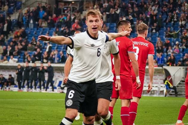 Soccer FIFA World Cup Qualification Europe 2025 26, 7 Matchday Germany vs. Luxembourg PreZero Arena Sinsheim Goal and goal celebration to 4 0 by Joshua Kimmich Germany, 6 Joy, emotions, jubilation Sinsheim Baden Württemberg Germany Copyright: xJOERANxSTEINSIEKx