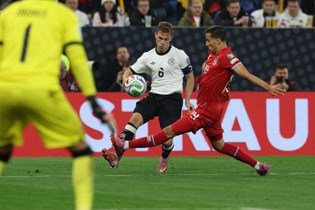 in duel, action, with Joshua Kimmich 6 Germany , Eric Veiga 14 Luxembourg , Germany vs. Luxembourg, Soccer, World Cup Qualification, 10 10 2025 Sinsheim Baden Wuerttemberg Germany Copyright: xkolbert-press ChristianxKolbertx