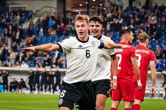 Soccer FIFA World Cup Qualification Europe 2025 26, 7 Matchday Germany vs. Luxembourg PreZero Arena Sinsheim Goal and goal celebration to 4 0 by Joshua Kimmich Germany, 6 Joy, emotions, jubilation Sinsheim Baden Württemberg Germany Copyright: xJOERANxSTEINSIEKx