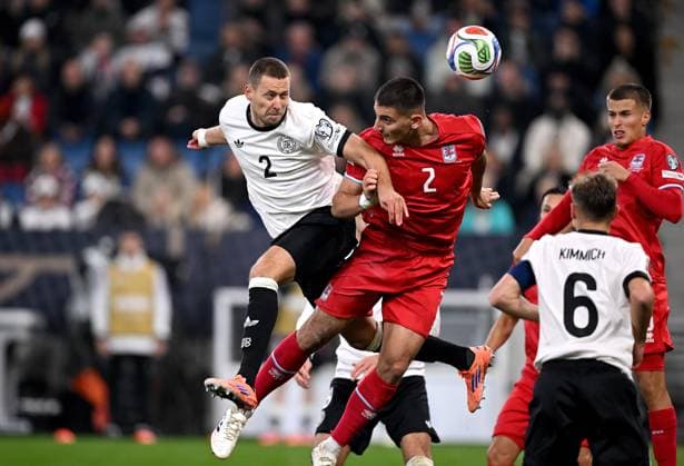 Football International Qualification World Cup 2026 in Sinsheim Group A 3 Matchday Germany Luxenburg 10 10 2025 Waldemar Anton left, Germany v Seid Korac right, Luxenburg