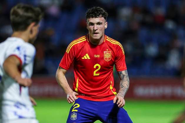 October 10, 2025, Guadalajara, Guadalajara, SPAIN: Alex Jimenez of Spain U21, U 21 in action during the International Friendly, Länderspiel, Nationalmannschaft football match between Spain U21 and Norway U21 at Pedro Escartin Stadium on October 10, 2025 in Guadalajara, Spain. Guadalajara SPAIN - ZUMAa181 20251010_zaa_a181_455 Copyright: xIrinaxR.xHipolitox