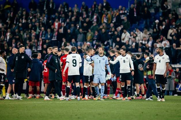 Sinsheim, Germany, October 10th 2025 Team Germany celebration after win with handshake during the UEFA European Qualifiers match between Germany vs. Luxemburg at PreZero Arena, in Sinsheim, Germany. (Gabor Baumgarten SPP) Copyright: xGaborxBaumgartenx xSPPx spp-en-GaBaSp-10_10_Germany_Luxemburg_European Qualifiers_Gabor_Baumgarten-528931