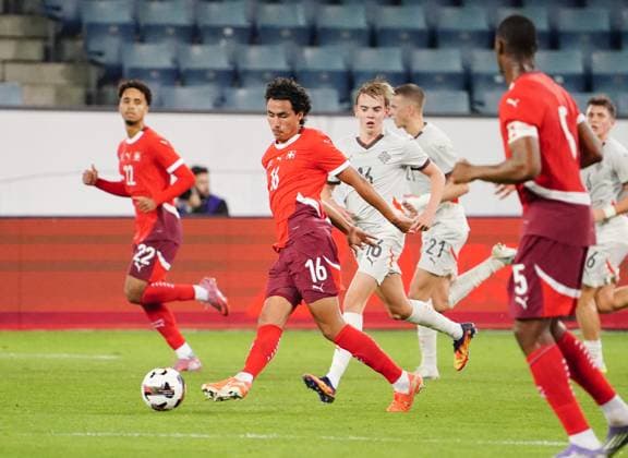 10 10 2025 Lucerne Switzerland Swissporarena Soccer Men European Under 21 Championship Switzerland Iceland Picture Cheveyo Tsawa SUI Action Single picture