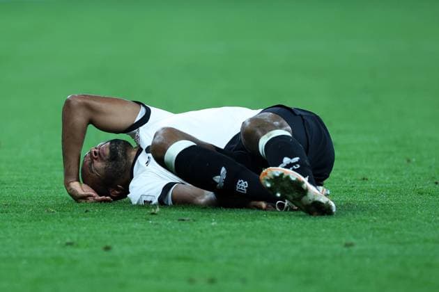 Soccer World Cup Qualification Germany Luxembourg on 10 10 2025 at the PreZero Arena in Sinsheim Jonathan Tah Germany keeps injured foot DFB regulations prohibit any use of photographs as image sequences and or quasi video xMSx