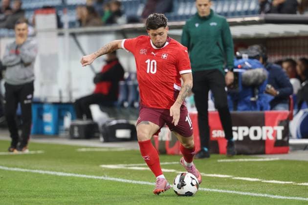 U21 Switzerland Iceland Liam Chipperfield Switzerland U21 10 10 2025 Swissporarena Lucerne, SWITZERLAND, Season 2025 2026 Mens Soccer U21 European Championship Qualification Switzerland Iceland Liam Chipperfield Switzerland U21