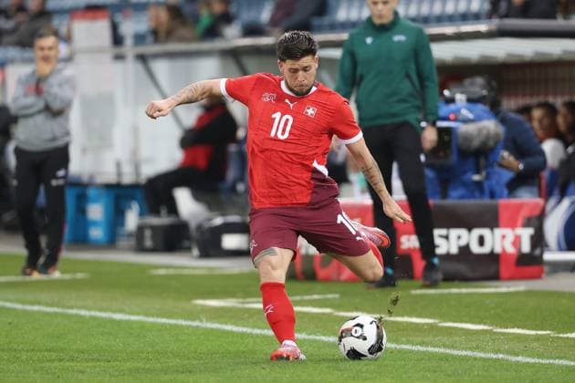 U21 Switzerland Iceland Liam Chipperfield Switzerland U21 10 10 2025 Swissporarena Lucerne, SWITZERLAND, Season 2025 2026 Mens Soccer U21 European Championship Qualification Switzerland Iceland Liam Chipperfield Switzerland U21