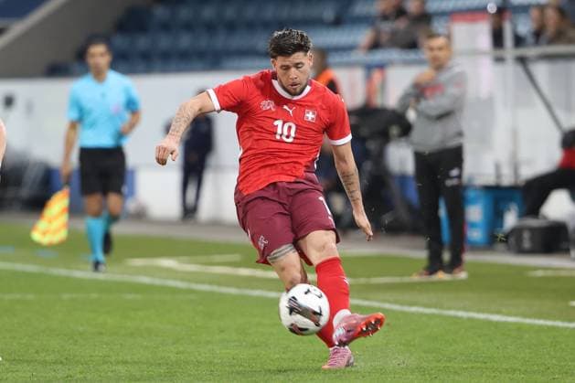 U21 Switzerland Iceland Liam Chipperfield Switzerland U21 10 10 2025 Swissporarena Lucerne, SWITZERLAND, Season 2025 2026 Mens Soccer U21 European Championship Qualification Switzerland Iceland Liam Chipperfield Switzerland U21