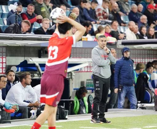 10 10 2025 Lucerne Switzerland Swissporarena Soccer Men European Under 21 Championship Switzerland Iceland Picture Coach Sascha Stauch SUI Action Single picture