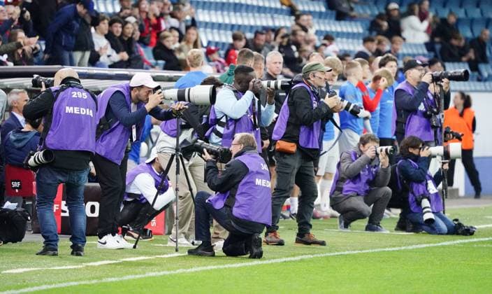 10 10 2025 Lucerne Switzerland Swissporarena Football Men European Under 21 Championship Switzerland Iceland Picture Photographers in action Action