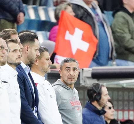 10 10 2025 Lucerne Switzerland Swissporarena Soccer Men European Under 21 Championship Switzerland Iceland Picture Coach Sascha Stauch SUI Action