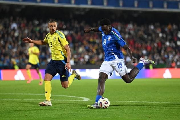 Jeff Ekhator (Italy) in action during Qualifying - Italy U21, U 21 vs Sweden U21, UEFA European Football Championship in Cesena, Italy, October 10 2025  Copyright: xGianlucaxRicci IPAxSportx xipa-agency.netx xx IPA_66405705 IPA_Agency_IPA66405705