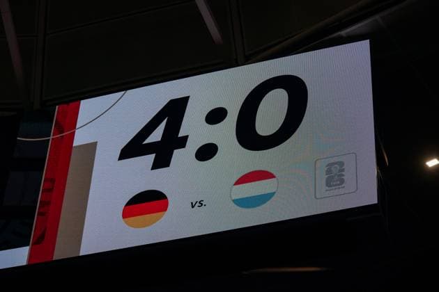 Soccer FIFA World Cup Qualification Europe 2025 26, 7 Matchday Germany vs. Luxembourg PreZero Arena Sinsheim Final Score, Scoreboard Copyright: xJOERANxSTEINSIEKx
